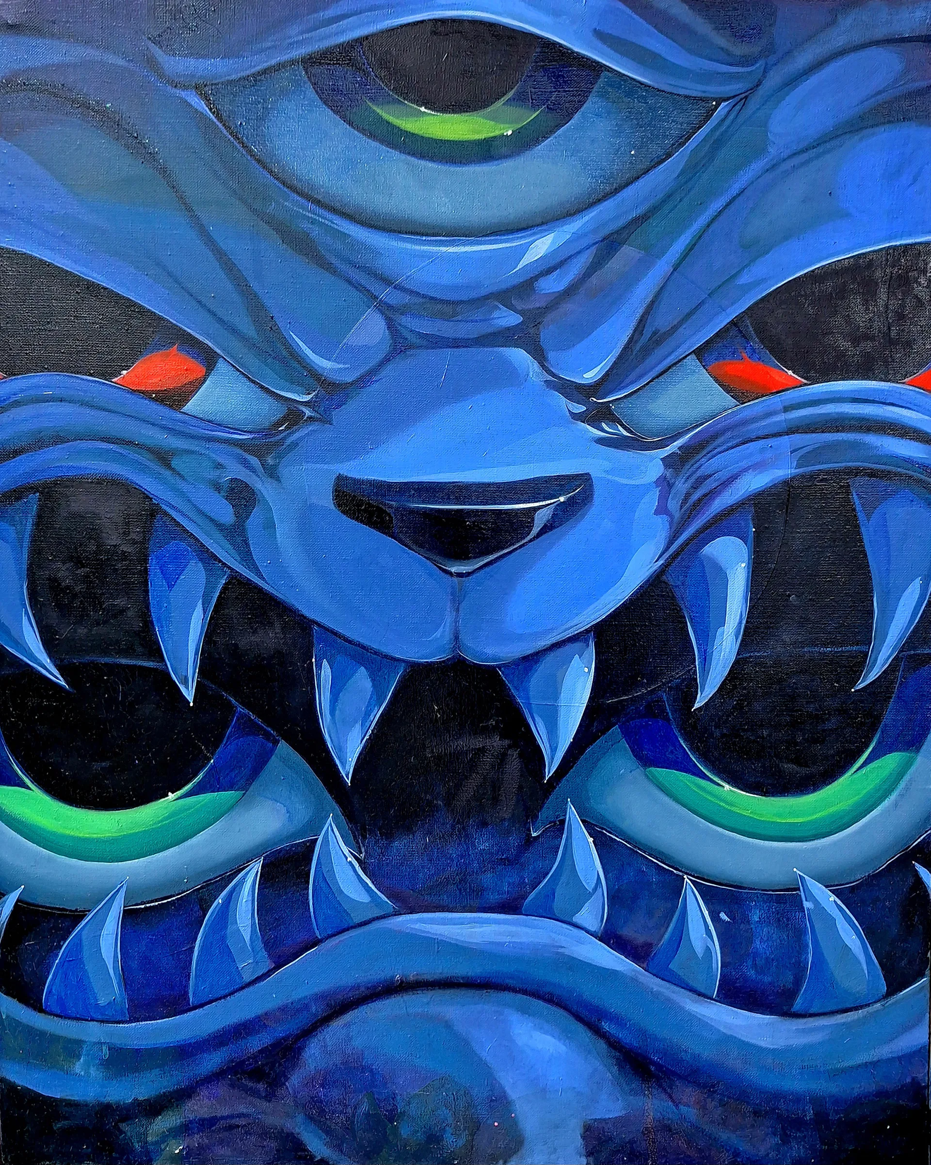 Blue Oni, Acrylic on canvas