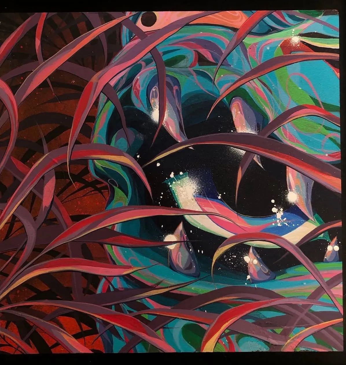 Grasses, Acrylic on board