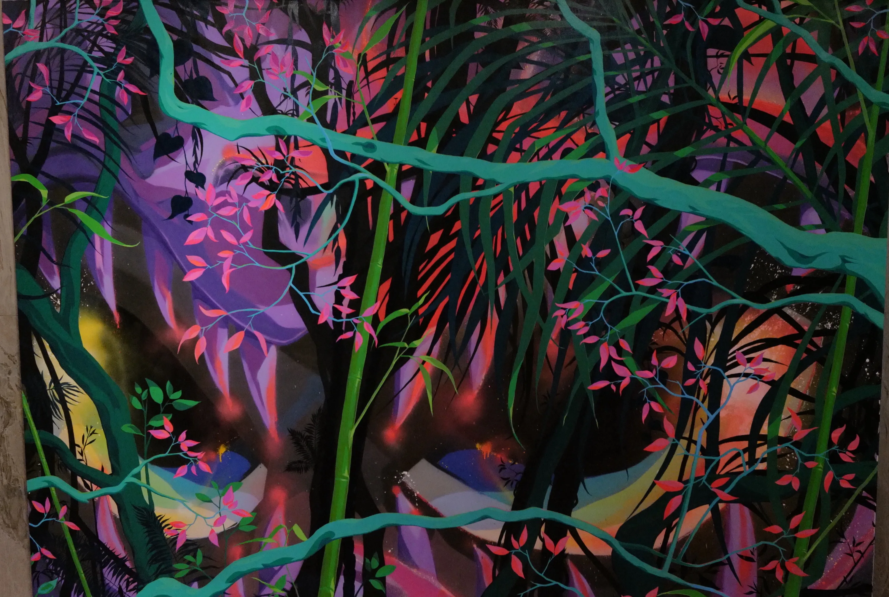 Hunt/ed, Acrylic and spray paint on canvas